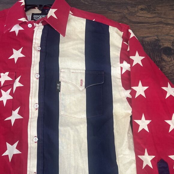 Brooks and Dunn Mens Western Button Down Shirt size M American Flag Vintage - Picture 3 of 14